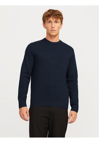 Jack & Jones - Jack&Jones Sweter Milano 12259666 Granatowy Relaxed Fit. Kolor: niebieski. Materiał: bawełna