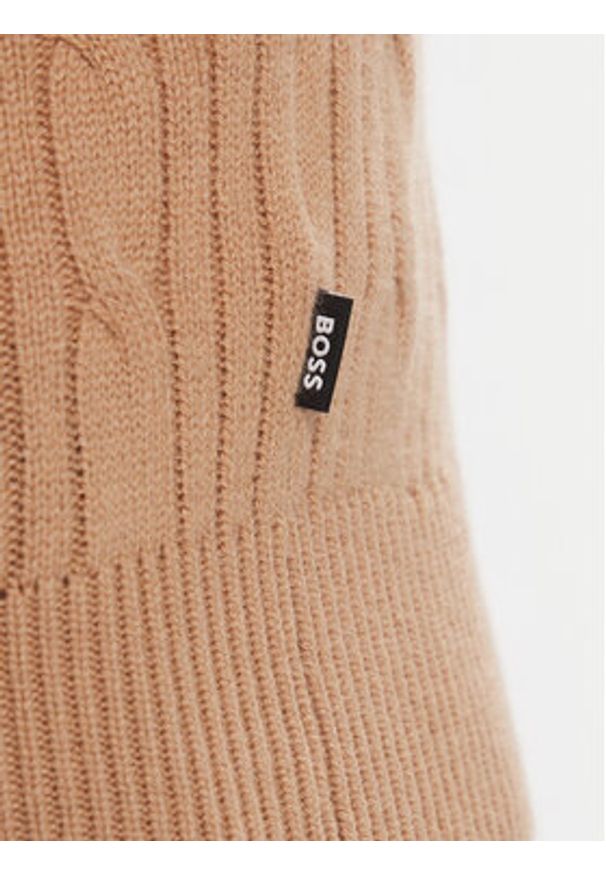BOSS Sweter H-Hetico 50549975 Beżowy Regular Fit. Kolor: beżowy. Materiał: wełna