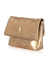 Ochnik - Mały złoty skórzany portfel z łańcuszkiem. Kolor: złoty. Materiał: skóra #4