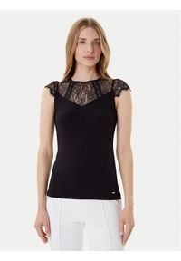 Morgan Bluzka 232-DGIULIA Czarny Slim Fit. Kolor: czarny. Materiał: wiskoza