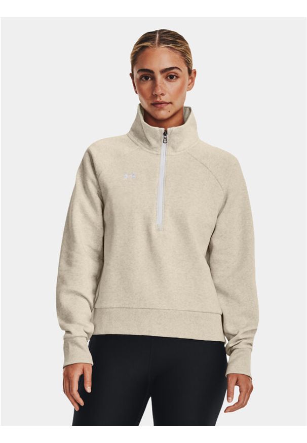 Under Armour Bluza Ua Rival Fleece Hz 1379492-784 Beżowy Loose Fit. Kolor: beżowy. Materiał: bawełna