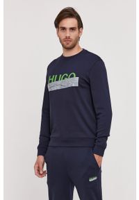 Hugo - Bluza bawełniana z kolekcji urodzinowej. Okazja: na urodziny. Typ kołnierza: bez kaptura. Kolor: niebieski. Materiał: bawełna. Wzór: nadruk. Styl: casual #2
