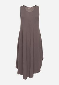 Born2be - Szara Rozkloszowana Sukienka z Bawełną Nairilo. Okazja: na spacer. Kolor: szary. Materiał: bawełna. Sezon: lato. Styl: klasyczny, elegancki #6