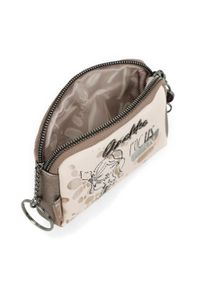 Portfel damski Anekke, z ozdobnym nadrukiem i metalowym logo zapinany na suwak wyposażony w przegrody na karty kieszeń na monety oraz miejsce na bank. Kolor: beżowy. Wzór: nadruk #9