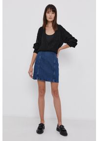 Noisy may - Noisy May Spódnica jeansowa bawełniana mini rozkloszowana. Stan: podwyższony. Kolor: niebieski. Materiał: jeans, bawełna