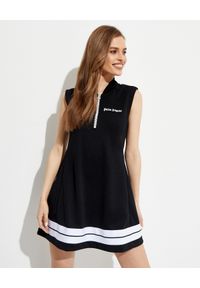 PALM ANGELS - Czarna sukienka dresowa. Kolor: czarny. Materiał: dresówka. Typ sukienki: rozkloszowane. Długość: mini #1