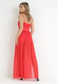 Born2be - Czerwona Rozkloszowana Sukienka Maxi na Ramiączkach z Majtkami Girma. Kolor: czerwony. Długość rękawa: na ramiączkach. Długość: maxi #5