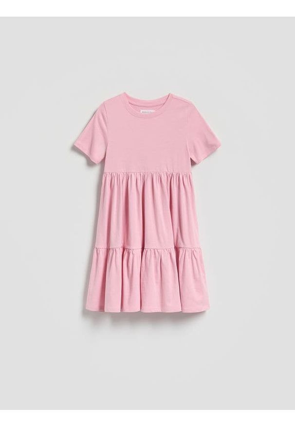 Reserved - Bawełniana sukienka - pastelowy róż. Kolor: różowy. Materiał: bawełna
