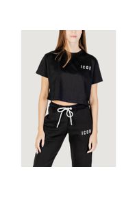 Koszulka crop top Kobieta ICON. Kolor: czarny. Materiał: bawełna #1