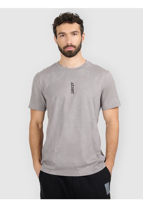 4f - 4F T-shirt regular z nadrukiem męski - szary M. Okazja: na co dzień. Kolor: szary. Wzór: nadruk. Styl: casual