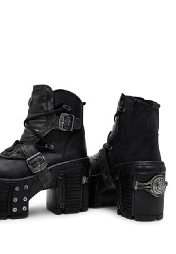 NEW ROCK Botki M-TM004-C3 Czarny. Kolor: czarny. Materiał: skóra. Styl: rockowy