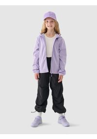 4f - 4F Kurtka softshell wiatroodporna membrana NeoDry 5000 dziewczęca - fioletowa 134 (8-9 lat). Okazja: na co dzień. Typ kołnierza: kołnierzyk stójkowy, kaptur. Kolor: fioletowy. Materiał: softshell. Sezon: zima, lato. Styl: casual, klasyczny #1