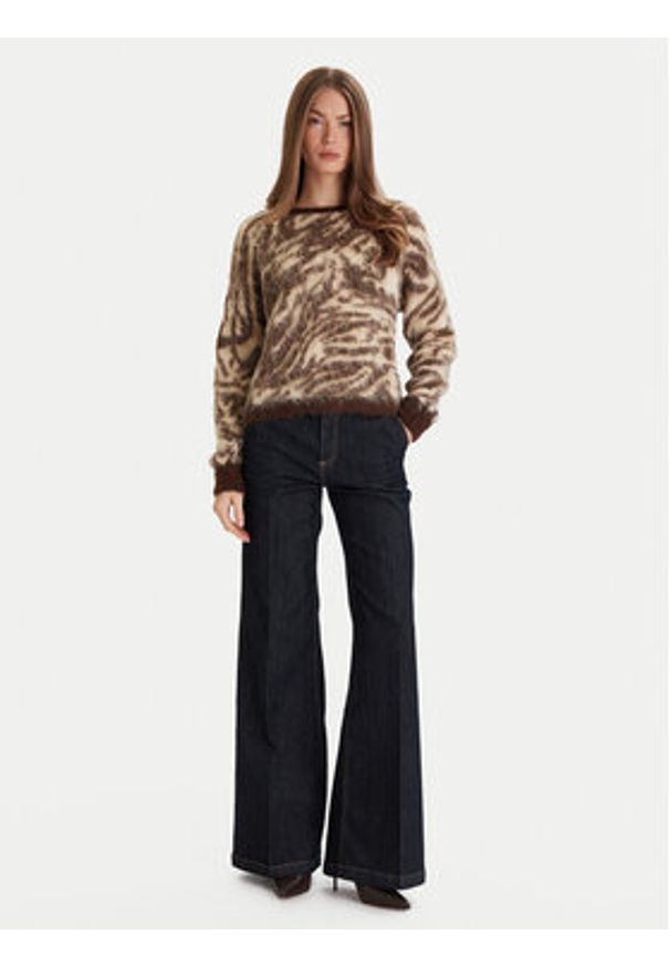 ViCOLO Jeansy DF5086 Granatowy Wide Leg. Kolor: niebieski