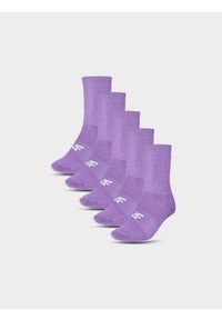 4f - 4F Skarpetki casual za kostkę (5-pack) dziecięce - fioletowe 35-37. Kolor: wielokolorowy. Materiał: bawełna, włókno, materiał, poliamid