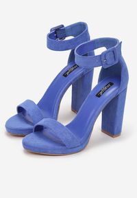 Renee - Niebieskie Sandały na Słupkowym Obcasie z Zakrytą Piętą Euflia. Kolor: niebieski. Obcas: na obcasie. Wysokość obcasa: średni #5