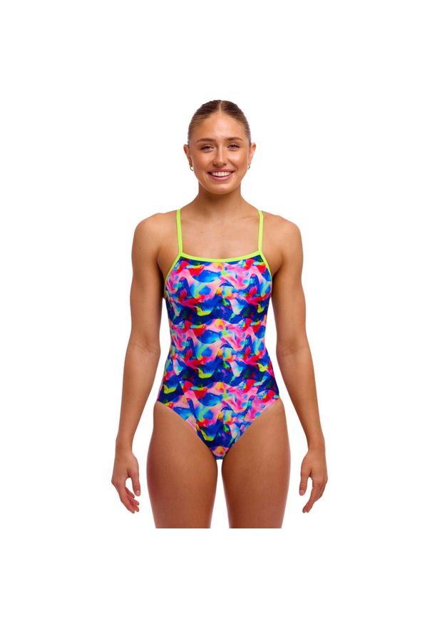Strój do pływania FUNKITA Wet Wave - Single Strap. Kolor: niebieski, wielokolorowy