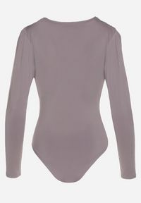 Born2be - Szare Body z Głębokim Dekoltem i Marszczeniem w Talii Ilabra. Okazja: na co dzień. Kolor: szary. Materiał: jeans, tkanina, wiskoza. Styl: elegancki, casual #4