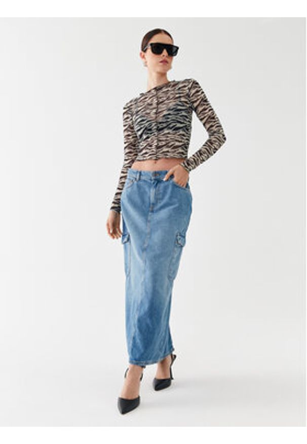 only - ONLY Spódnica jeansowa 15316074 Niebieski Regular Fit. Kolor: niebieski. Materiał: bawełna