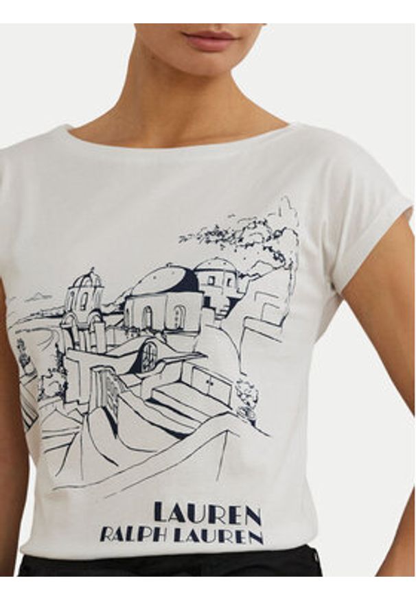 Lauren Ralph Lauren - LAUREN RALPH LAUREN T-Shirt 200971072002 Biały Relaxed Fit. Kolor: biały. Materiał: bawełna