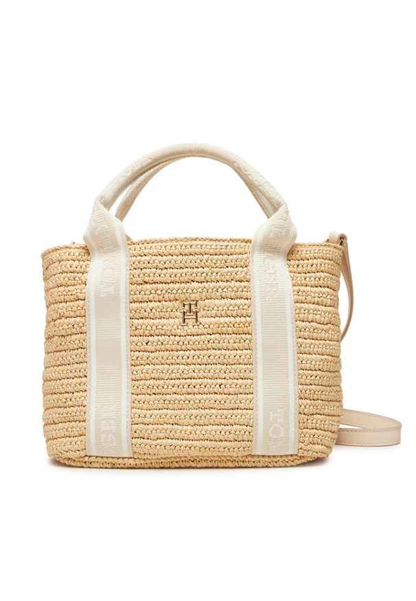 TOMMY HILFIGER - Tommy Hilfiger Torebka Th Spring Logo Mini Tote AW0AW17199 Beżowy. Kolor: beżowy