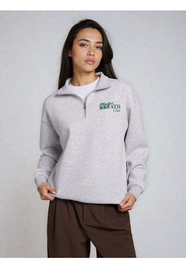 Sinsay - Bluza z napisem - szary. Kolor: szary. Wzór: napisy