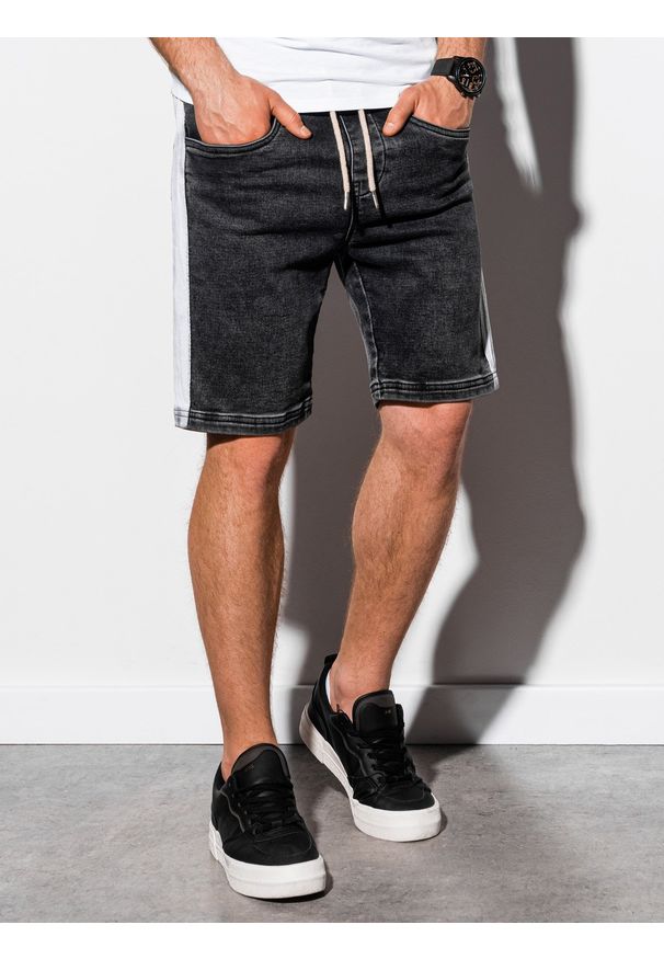 Czarne szorty Ombre Clothing krótkie, z aplikacjami