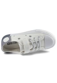 Big-Star - Białe Trampki Big Star Dziecięce Buty Na Rzep. Okazja: na spacer, na uczelnię. Zapięcie: rzepy. Kolor: szary. Materiał: guma, materiał. Szerokość cholewki: normalna. Wzór: nadruk, kwiaty, aplikacja. Styl: młodzieżowy, wizytowy #9