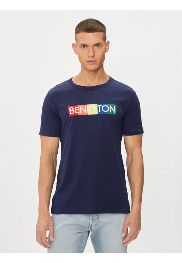 United Colors of Benetton - United Colors Of Benetton T-Shirt 3I1XU100A Szary Regular Fit. Kolor: niebieski. Materiał: bawełna