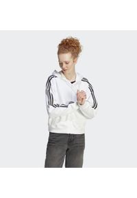 Adidas - Essentials 3-Stripes French Terry Bomber Full-Zip Hoodie. Typ kołnierza: kaptur. Kolor: biały, czarny, wielokolorowy