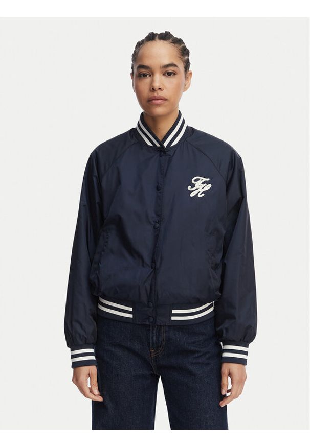 TOMMY HILFIGER - Tommy Hilfiger Kurtka bomber Logo Appliqué WW0WW48618 Granatowy Regular Fit. Kolor: niebieski. Materiał: syntetyk