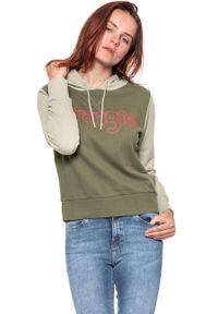 Wrangler - BLUZA WRANGLER DAMSKA KABEL HOODIE DUSTY OLIVE W6078HQ45 112130447. Typ kołnierza: kaptur #5