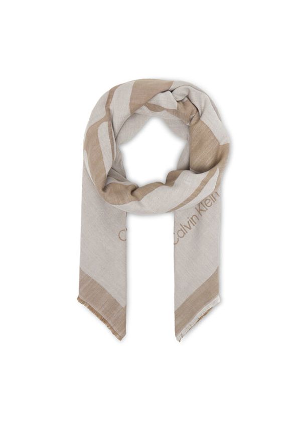 Calvin Klein Chusta Calvin Chambray Square Scarf LV04F8085G Beżowy. Kolor: beżowy. Materiał: bawełna
