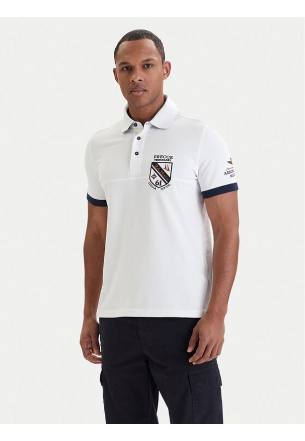 Aeronautica Militare Polo 261PO1915UP00191 Biały Regular Fit. Typ kołnierza: polo. Kolor: biały. Materiał: bawełna