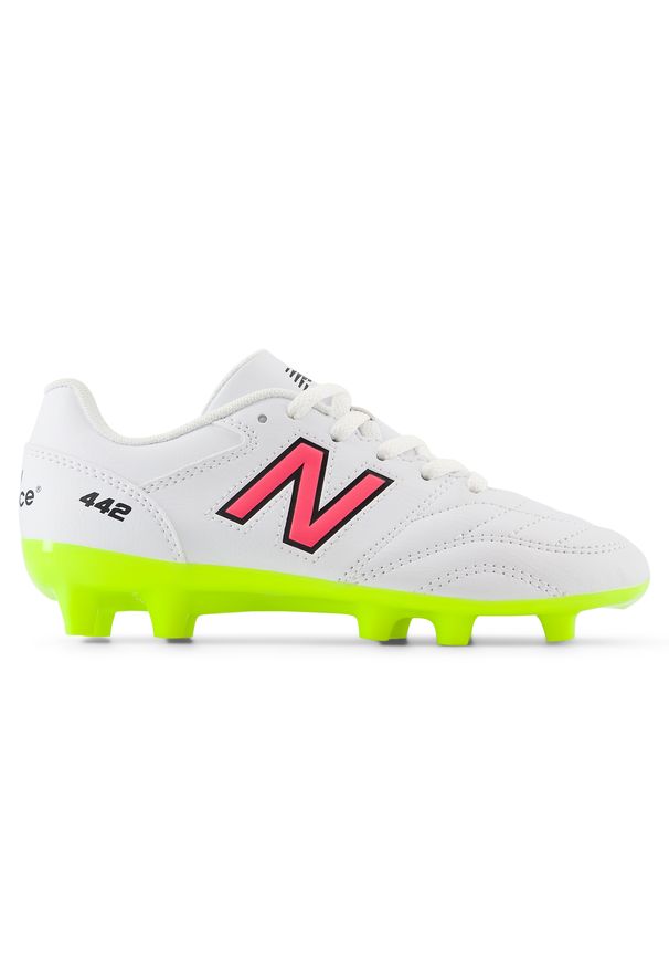Korki dziecięce New Balance 442 ACADEMY JNR FG V2 JS43FWH2 – białe. Kolor: biały. Materiał: syntetyk, materiał. Szerokość cholewki: normalna. Sport: piłka nożna