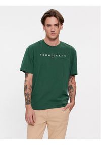 Tommy Jeans T-Shirt Linear Logo DM0DM17993 Zielony Regular Fit. Kolor: zielony. Materiał: bawełna