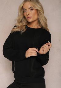 Renee - Czarna Bawełniana Bluza z Łańcuszkiem Eleutia. Kolor: czarny. Materiał: bawełna. Styl: klasyczny #5