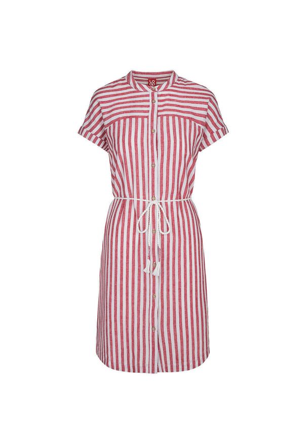 ZOOPLEMENTS - Loap Nesha sukienka damska M – letnia sukienka 55% len. Kolor: biały, różowy, wielokolorowy. Materiał: len. Sezon: lato. Typ sukienki: sportowe. Styl: sportowy