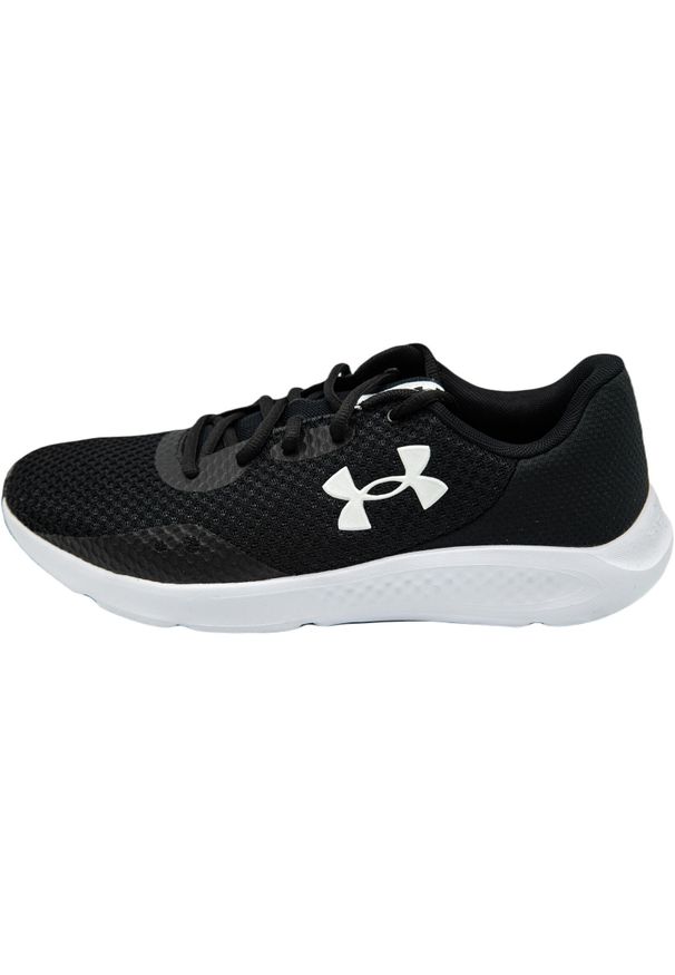 Buty do biegania męskie, Under Armour Charged Pursuit 3. Kolor: czarny, biały, wielokolorowy. Materiał: syntetyk, tkanina, materiał. Sport: bieganie