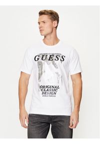 Guess T-Shirt M4BI47 J1314 Biały Slim Fit. Kolor: biały. Materiał: bawełna