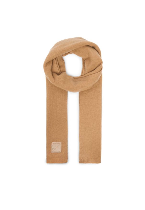 Calvin Klein Szalik Emblem LV04D8014G Beżowy. Kolor: beżowy. Materiał: kaszmir