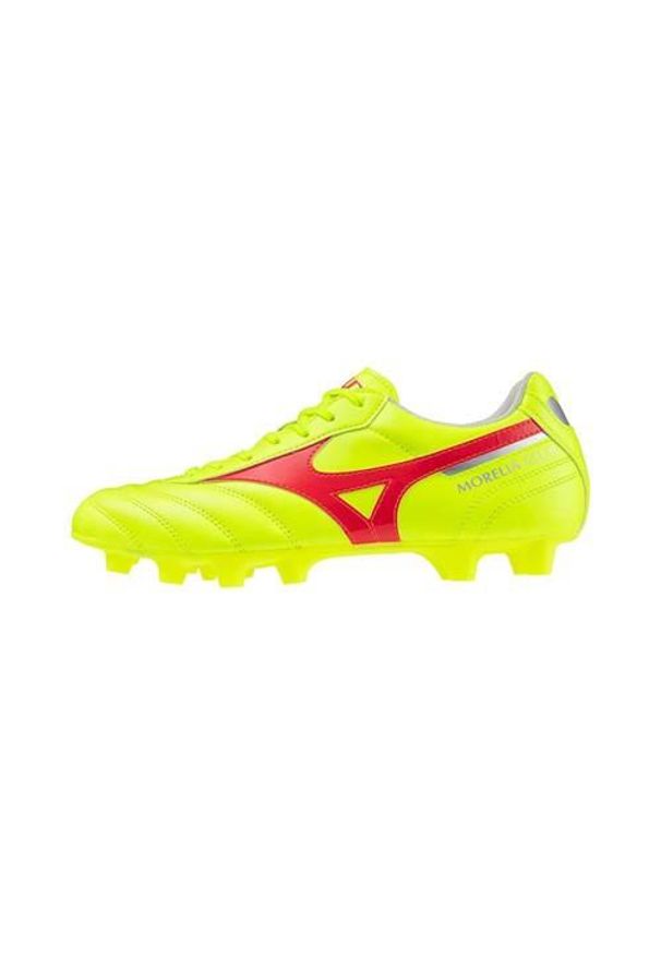 Buty piłkarskie męskie Mizuno Morelia Ii Club Md. Zapięcie: sznurówki. Kolor: szary, czerwony, wielokolorowy, żółty. Materiał: materiał, syntetyk. Szerokość cholewki: normalna. Sport: piłka nożna