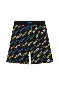 Kenzo kids - Kenzo Kids szorty dziecięce kolor czarny regulowana talia. Okazja: na co dzień. Kolor: czarny. Styl: casual #1
