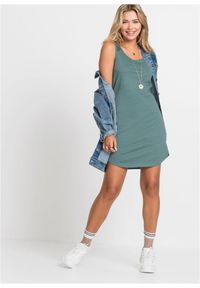 bonprix - Sukienka T-shirtowa z bawełny z koronką. Kolor: zielony. Materiał: bawełna, koronka. Wzór: koronka #2