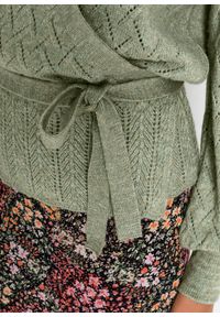 bonprix - Sweter kopertowy z rękawami bufkami. Kolor: zielony #3