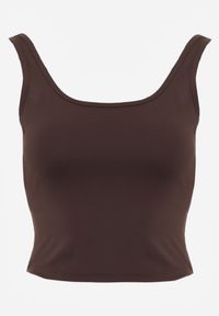 Born2be - Brązowy Sportowy Top z Odkrytymi Plecami i Skrzyżowanymi Paskami Daemoth. Okazja: na co dzień. Typ kołnierza: kaptur. Kolor: brązowy. Styl: sportowy #7