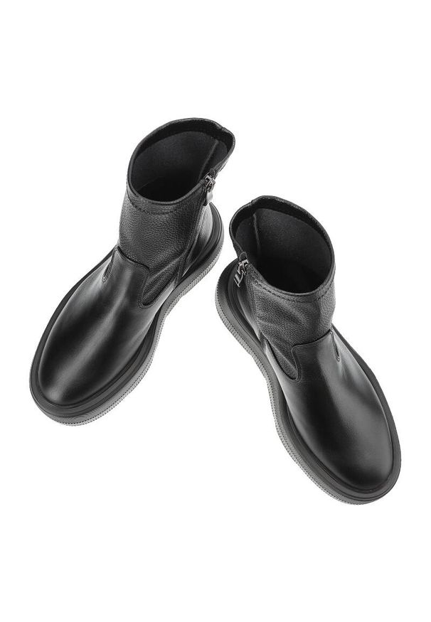 Czarne Botki Armodo Modne Buty Damskie. Okazja: na co dzień. Kolor: czarny. Materiał: skóra. Szerokość cholewki: normalna. Styl: casual, elegancki