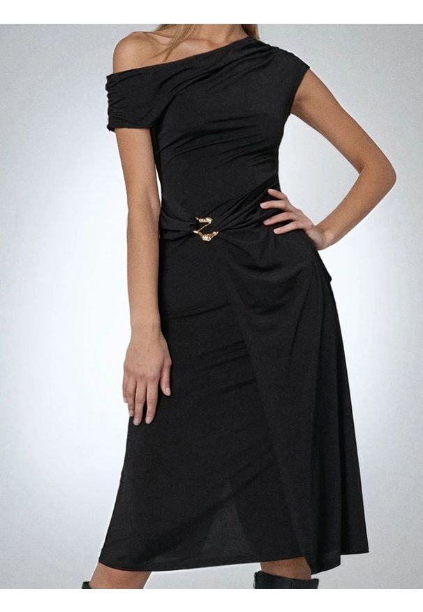 Sinsay - Elegancka sukienka midi - czarny. Kolor: czarny. Styl: elegancki