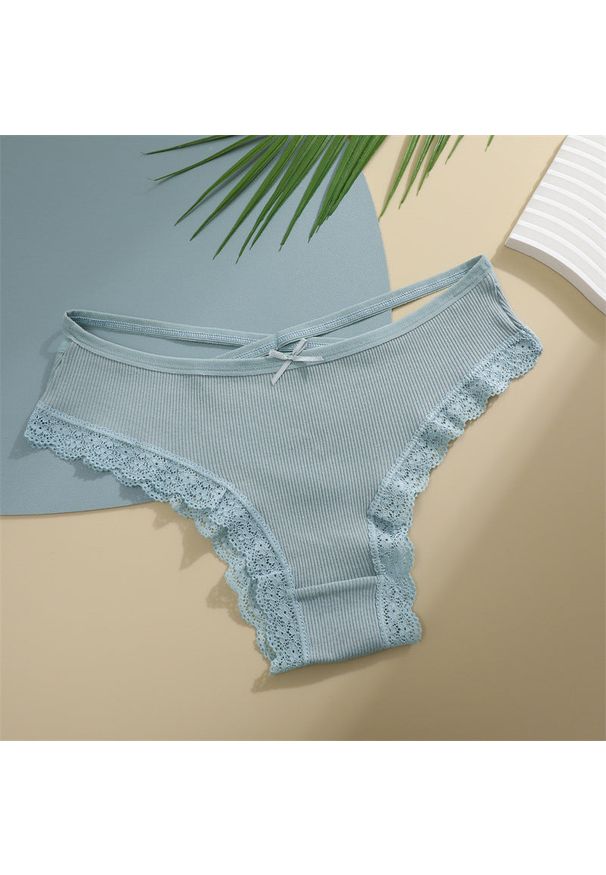 Intica - Figi z paseczkami i koronką na co dzień i okazje Vladena. Kolor: niebieski. Materiał: koronka. Wzór: koronka