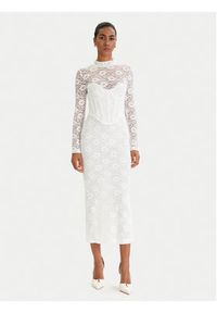 BARDOT - Bardot Sukienka koktajlowa Carmen 60189DB Biały Slim Fit. Typ kołnierza: typu carmen. Kolor: biały. Materiał: syntetyk. Styl: wizytowy #2