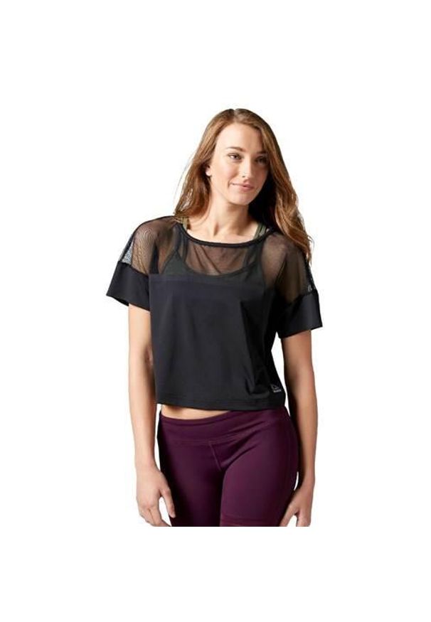 Koszulka sportowa damska Reebok Cardio Fashion Top. Kolor: czarny. Długość rękawa: krótki rękaw. Długość: krótkie